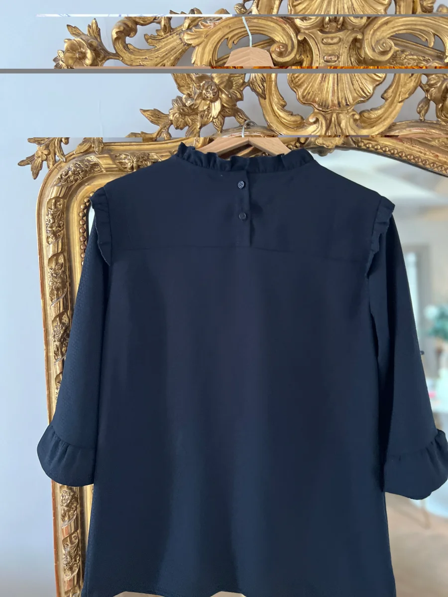 La Petite étoile - Blouse bleu marine col montant – Image 8