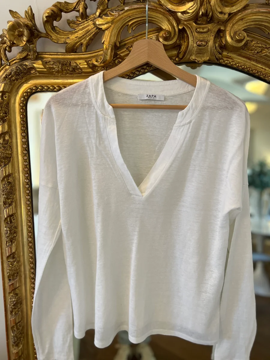 Haut en lin blanc Zapa – Image 5