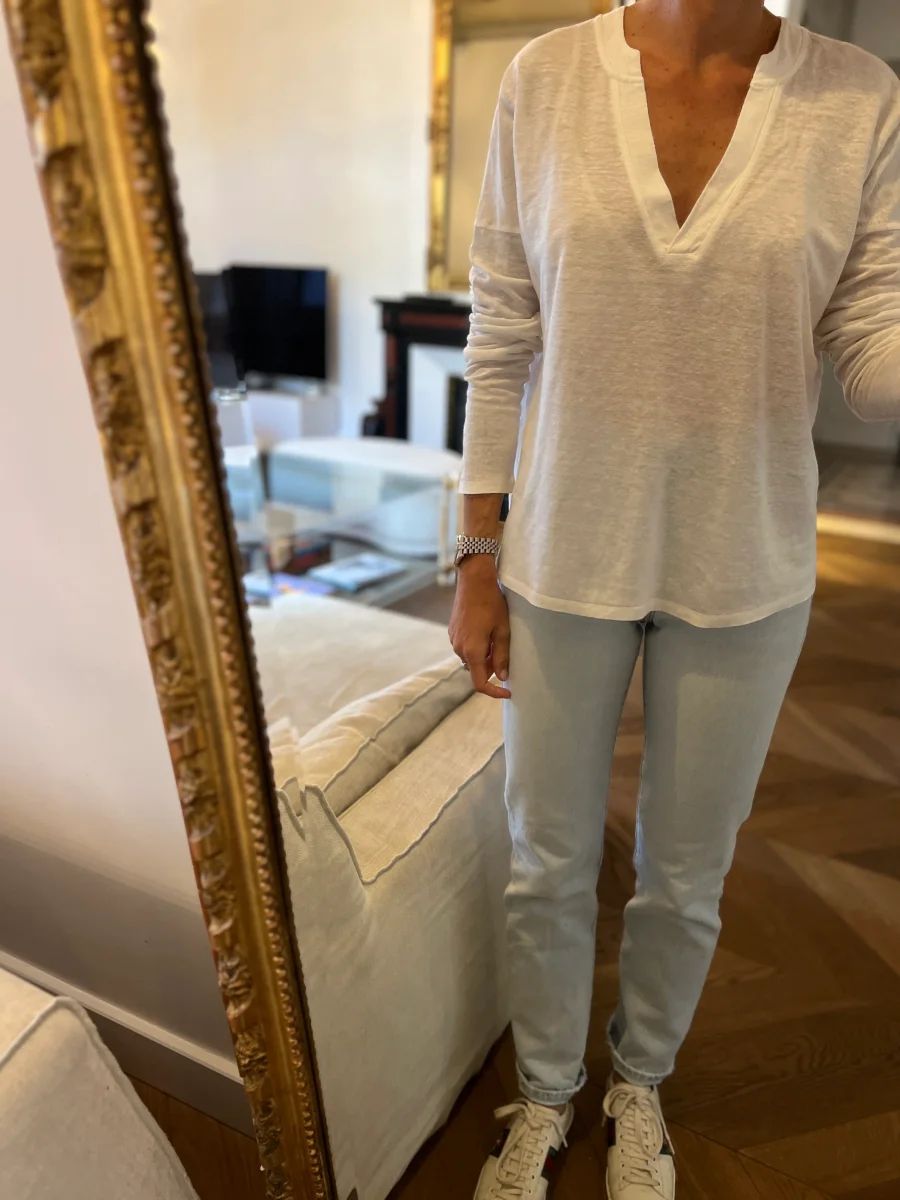 Haut en lin blanc Zapa – Image 4