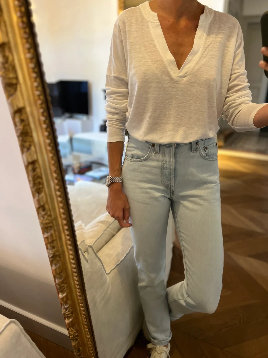 Haut en lin blanc Zapa – Image 3