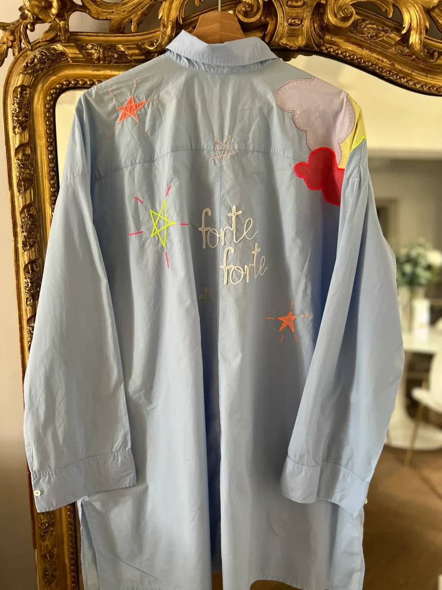 Forte Forte - Robe chemisier bleu ciel motifs coeur nuage – Image 8
