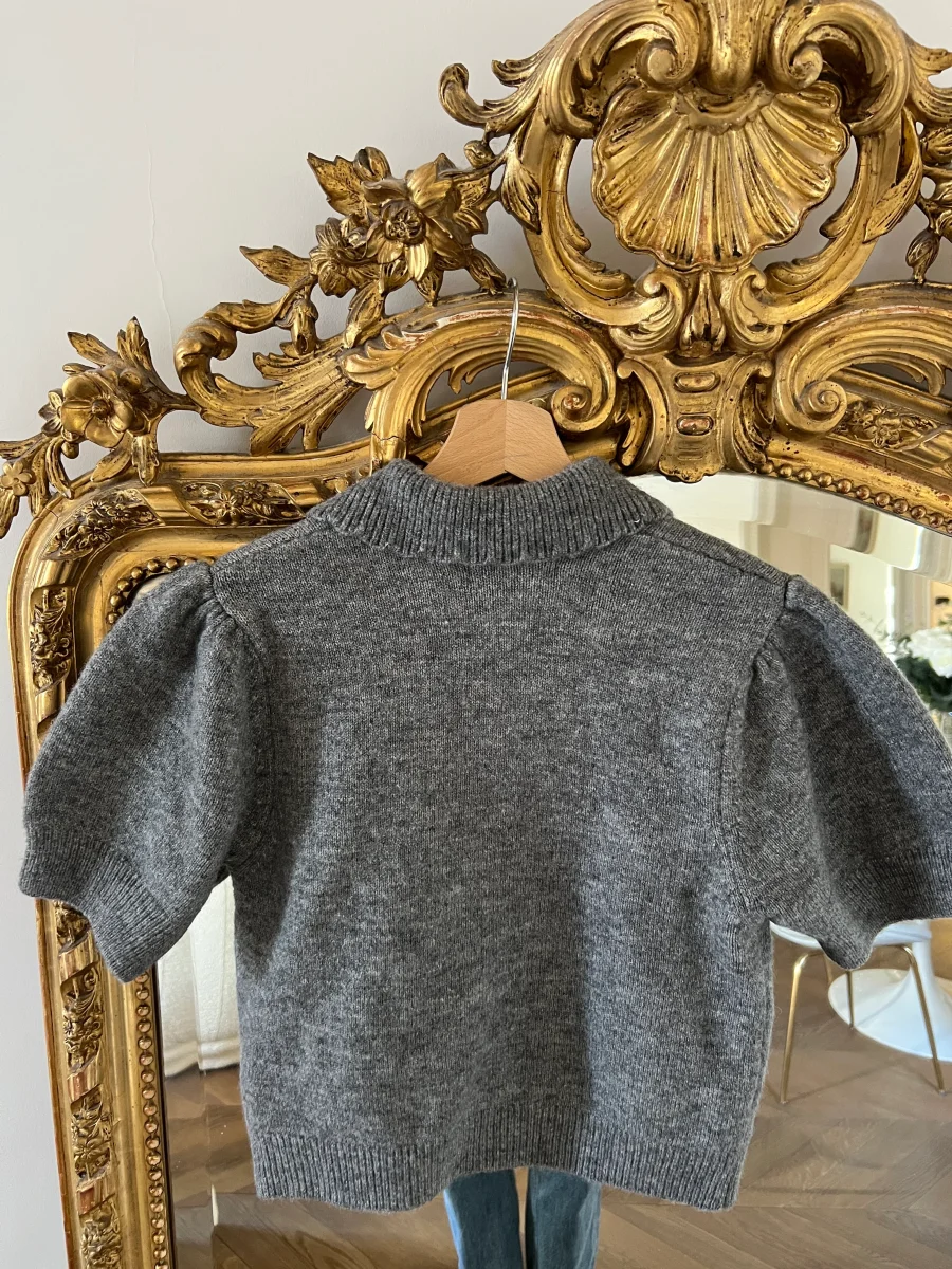 Primark - Pull gris manches courtes à fleurs – Image 7