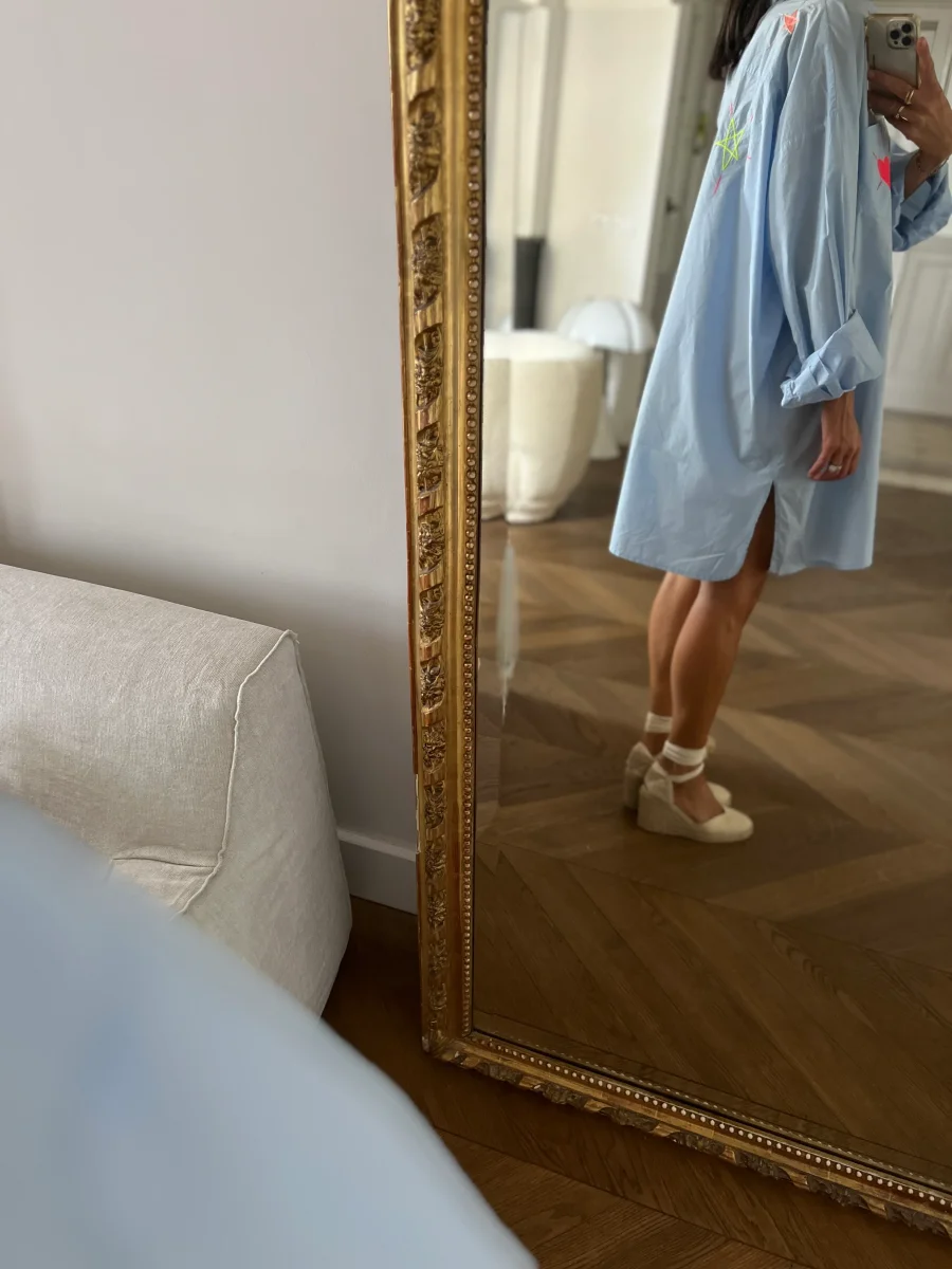 Forte Forte - Robe chemisier bleu ciel motifs coeur nuage – Image 9