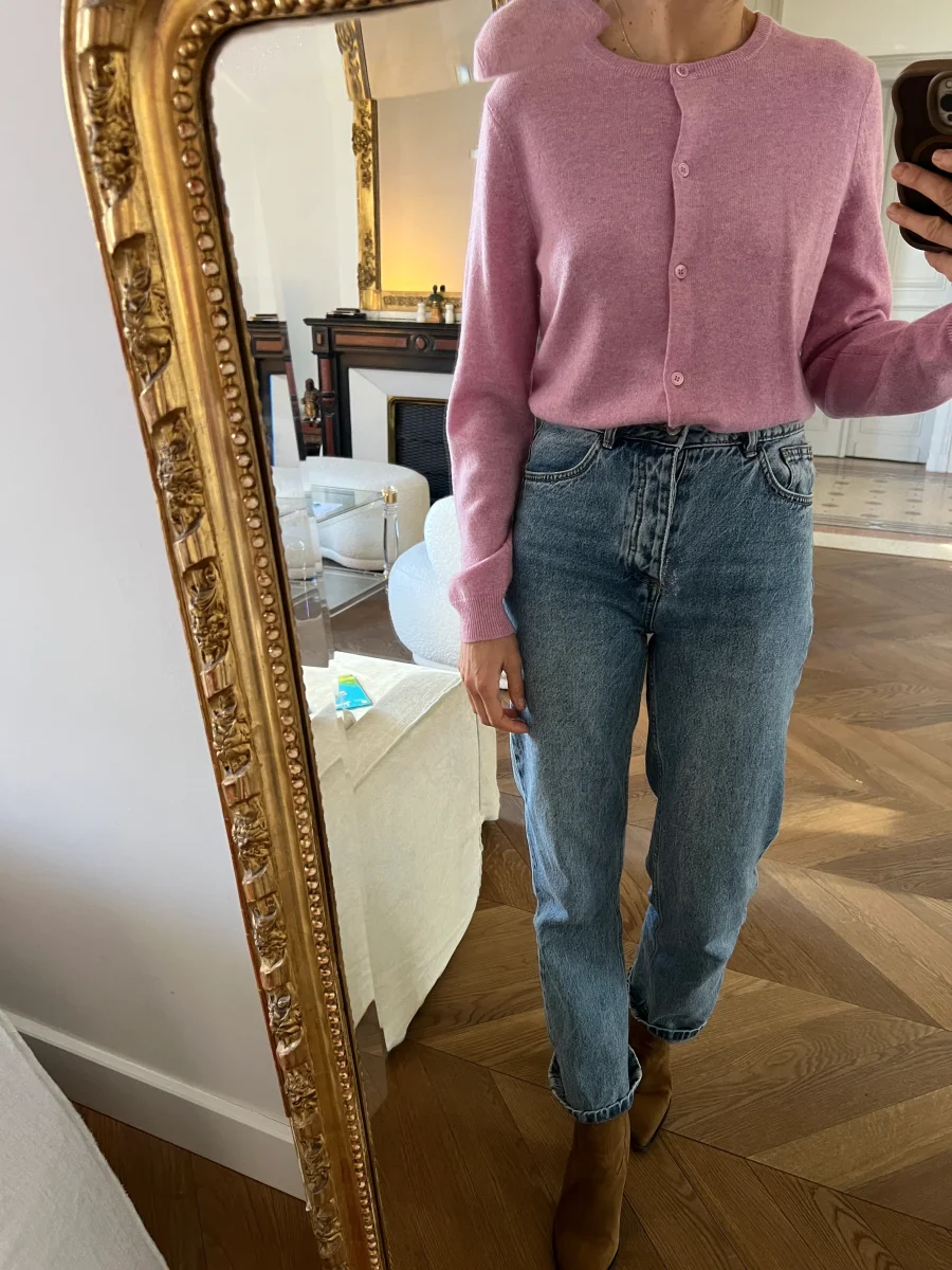 Eric Bompard - Cardigan en cachemire classique rose – Image 4