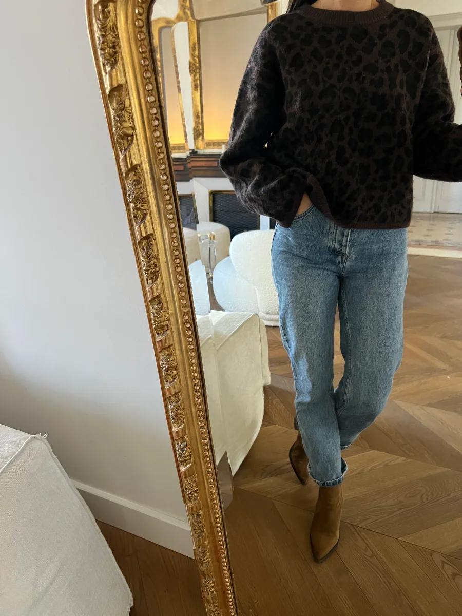 H&M - Pull Léopard en maille jacquard marron et noir – Image 3