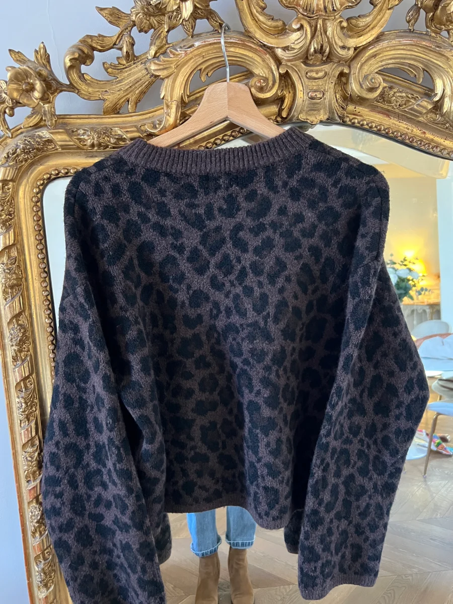 H&M - Pull Léopard en maille jacquard marron et noir – Image 5