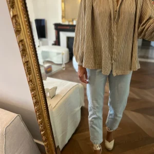 Laurence Bras - Blouse chemise à rayures beige