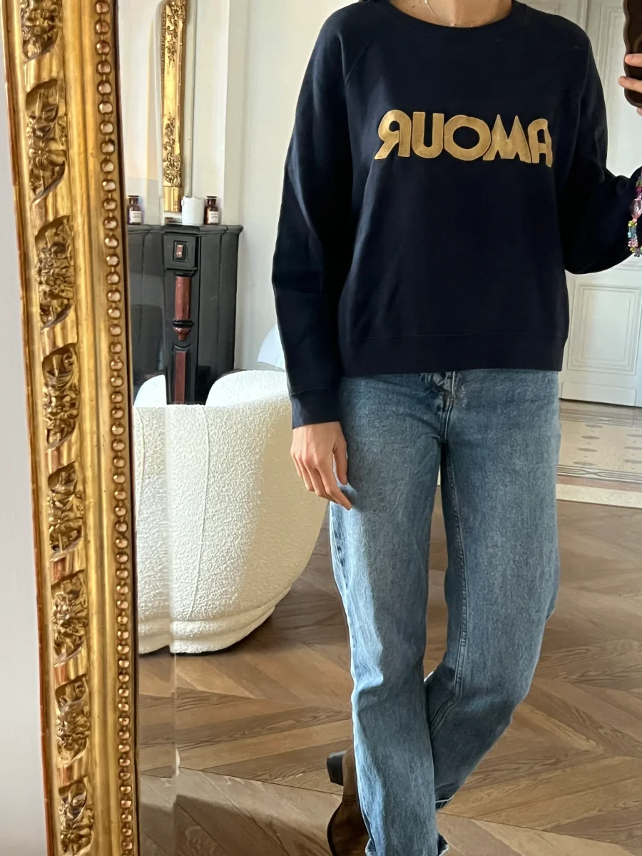 Sézane - Sweat bleu marine Amour – Image 3