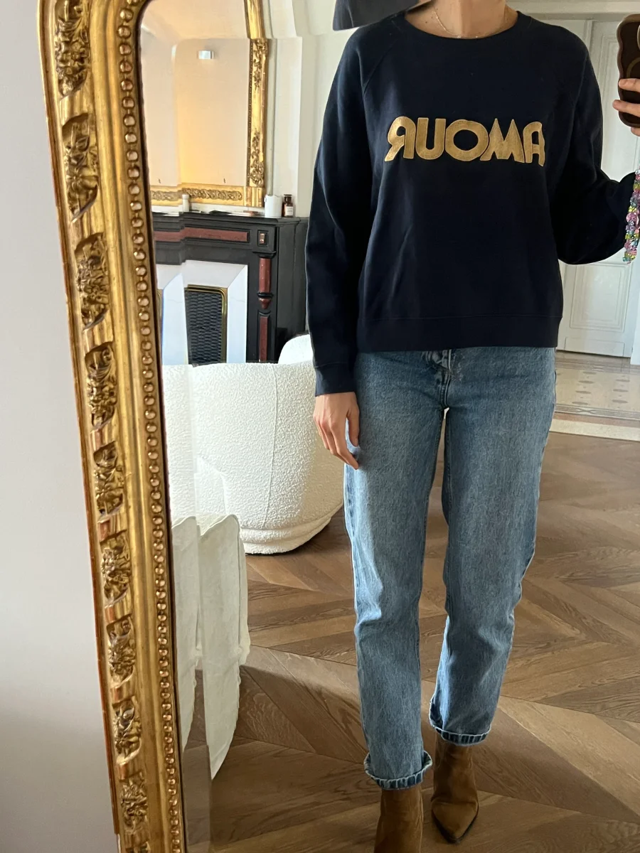 Sézane - Sweat bleu marine Amour – Image 4