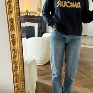 Sézane  - Sweat bleu marine Amour