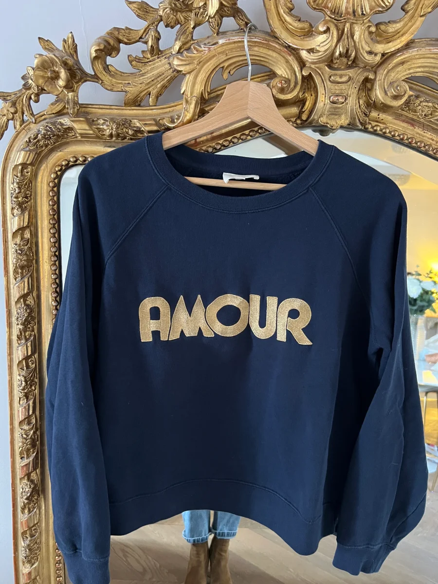Sézane - Sweat bleu marine Amour – Image 5