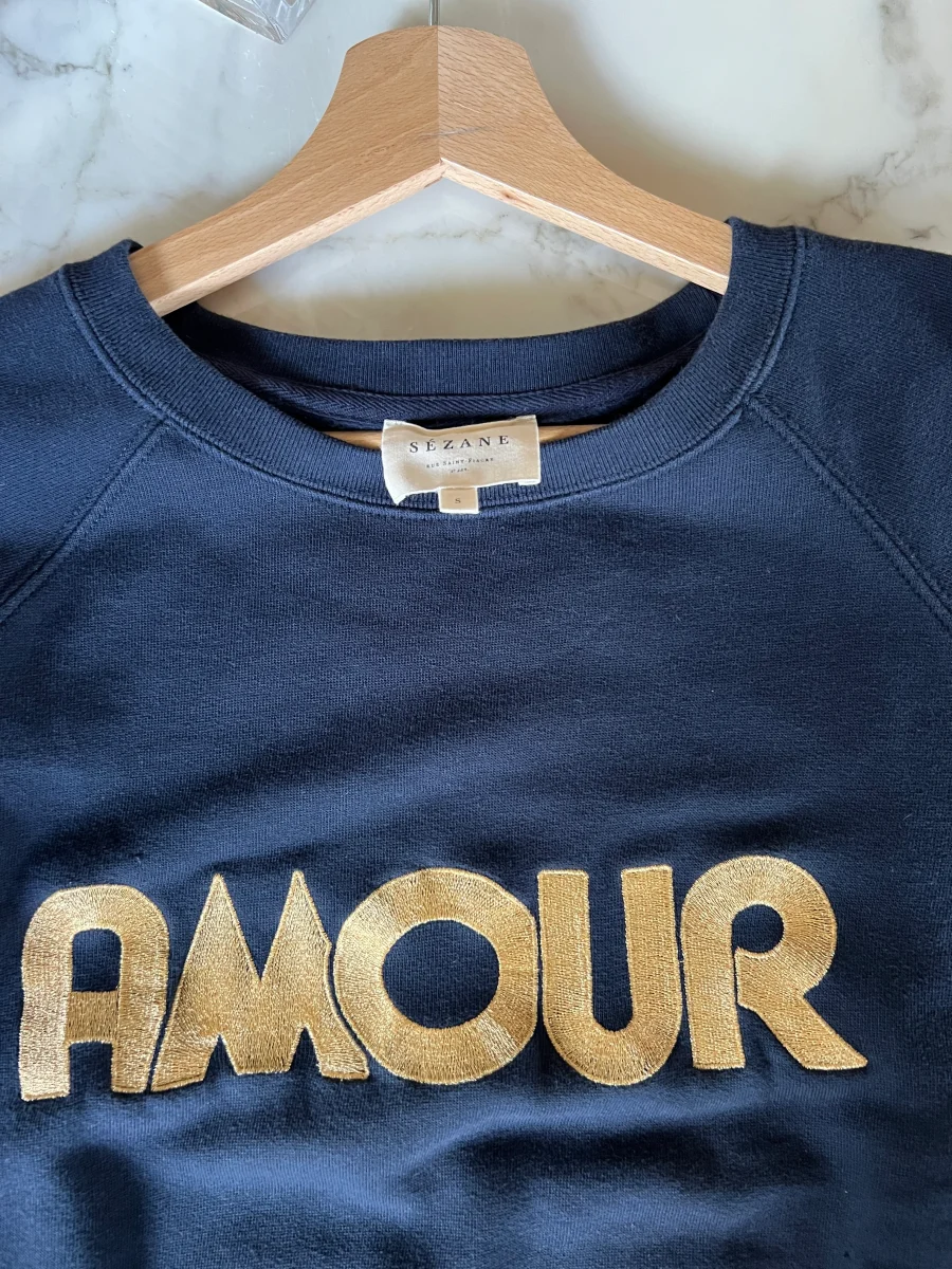 Sézane - Sweat bleu marine Amour – Image 8