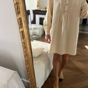 Robe tunique Zara beige avec broferie