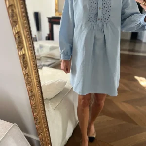 Robe tunique Zara bleue avec broderie