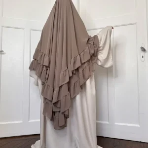 Khimar 3 Voiles Mousseline Arrondi à volant