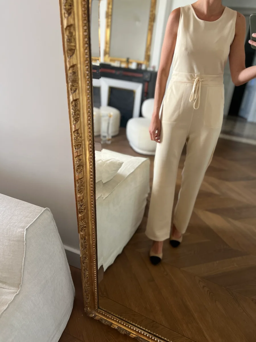 Combinaison pantalon ecrue fluide – Image 3