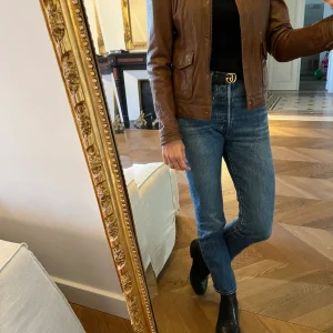 Veste en cuir marron Sandro