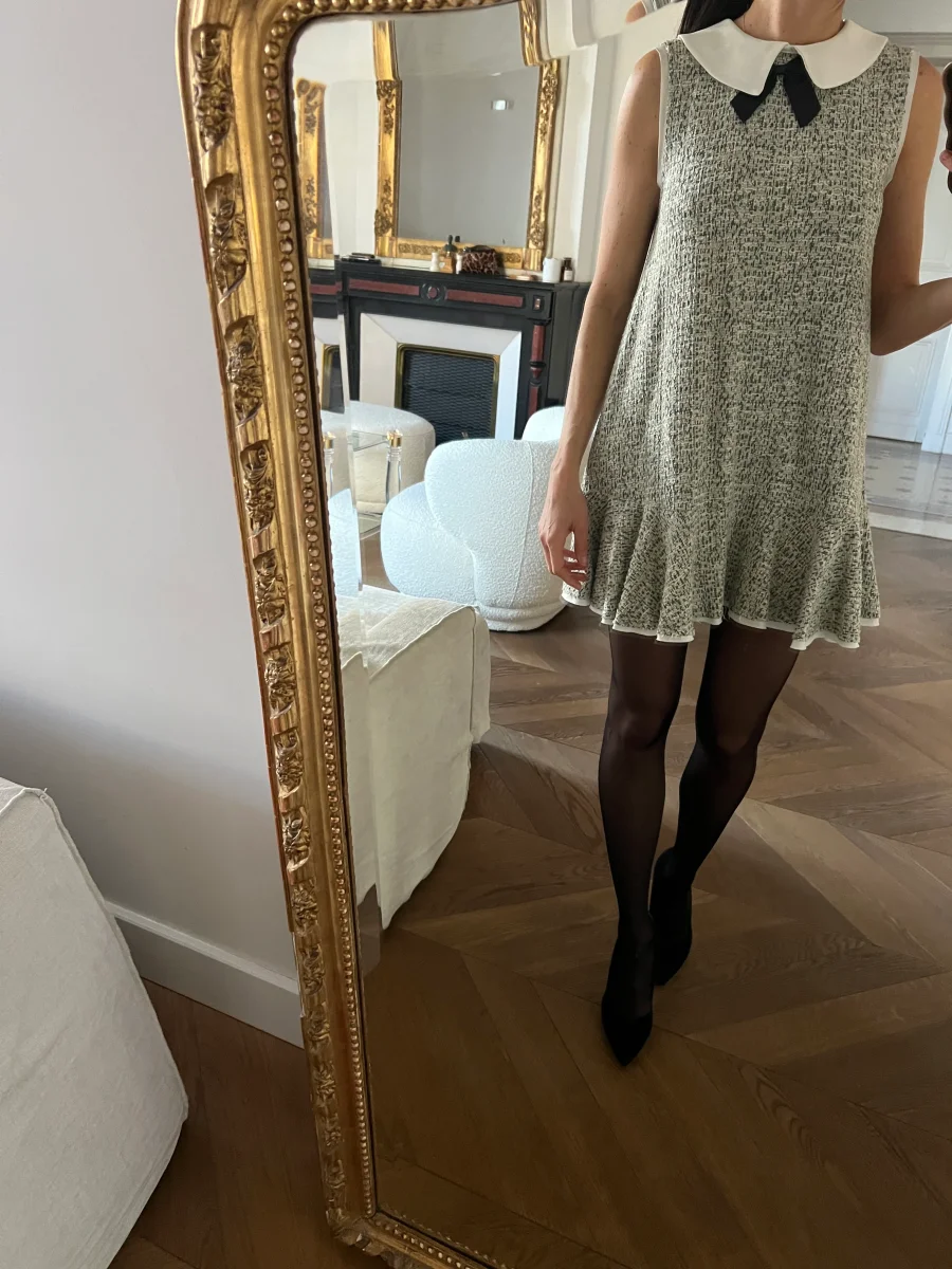 Zara - Robe col blanc noeud noir – Image 4