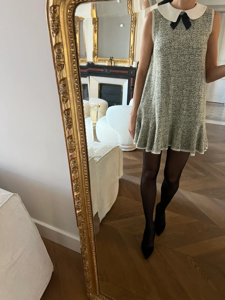 Zara - Robe col blanc noeud noir – Image 2