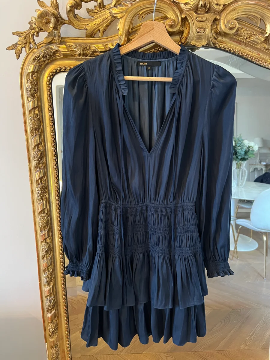 Maje - Robe bleu marine plissée – Image 6