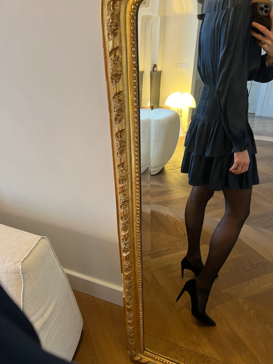 Maje - Robe bleu marine plissée – Image 5