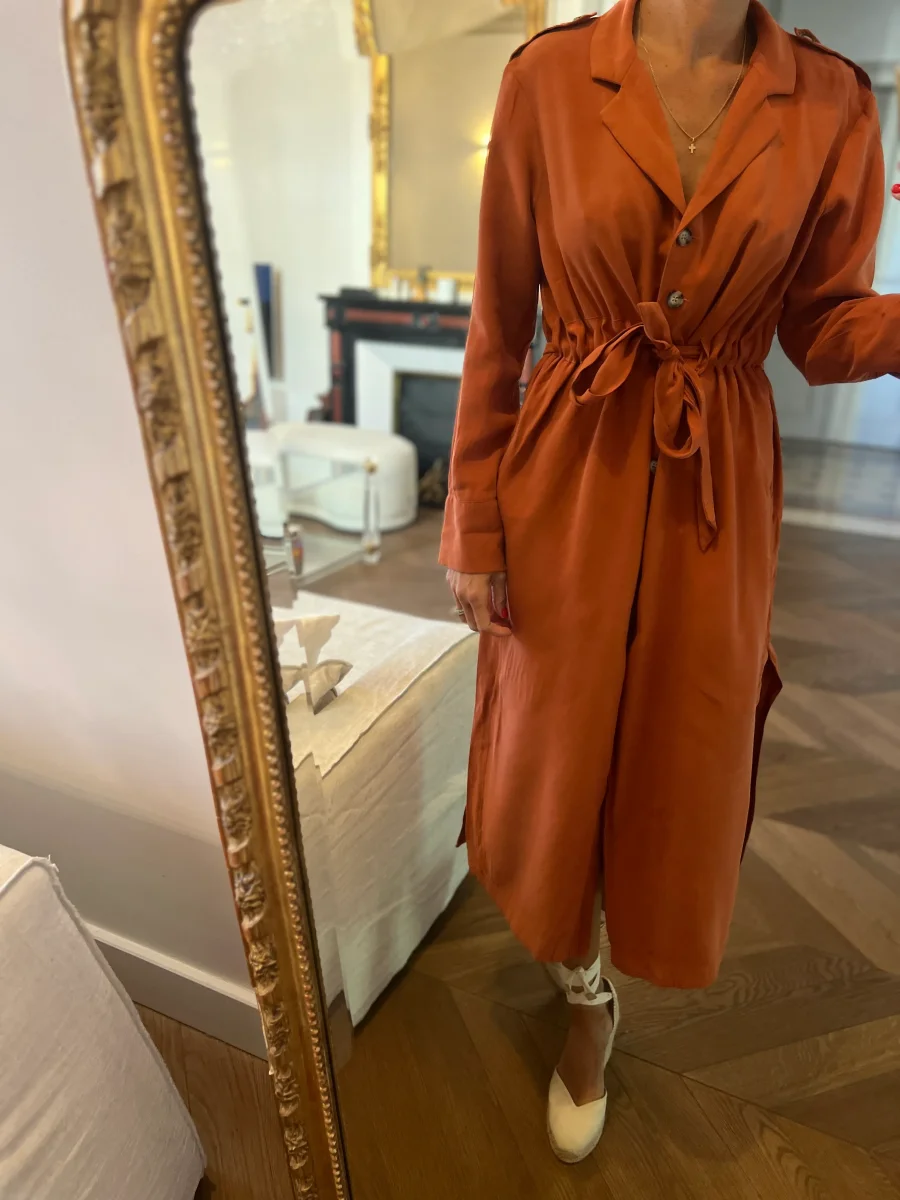 Zara - Robe longue terracotta à boutons