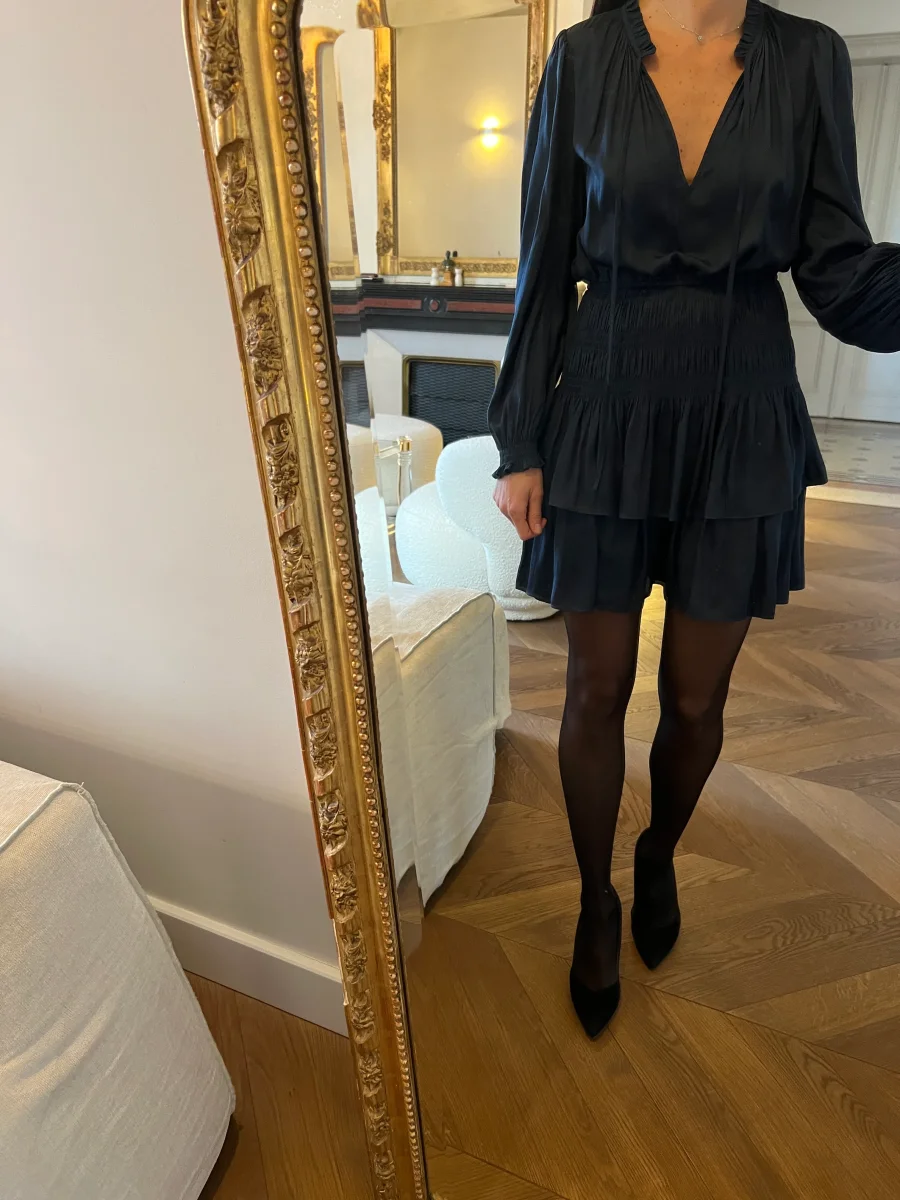 Maje - Robe bleu marine plissée – Image 3