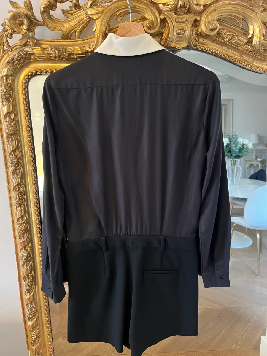 Maje - Combishort noire col blanc simili cuir – Image 8