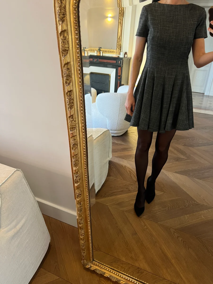 Zara - Robe gris chiné manches courtes – Image 2