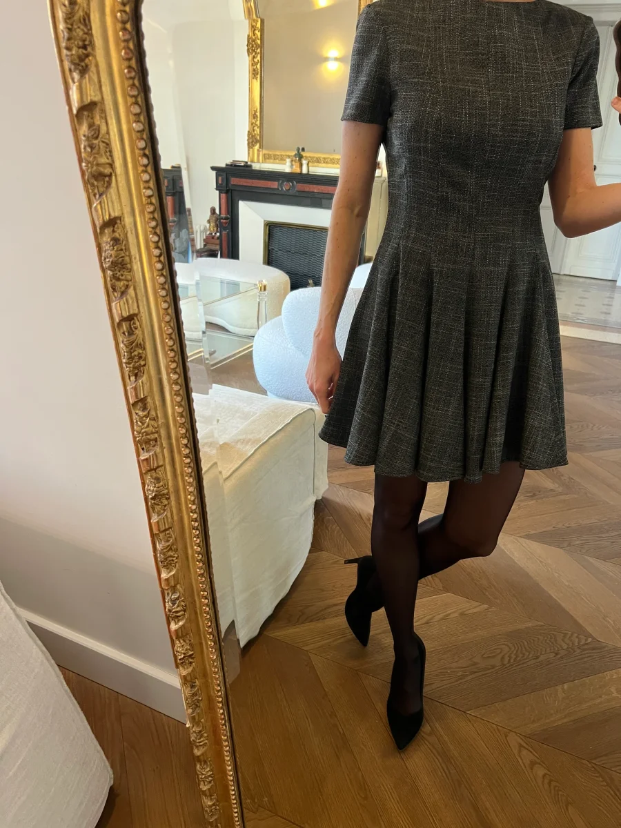 Zara - Robe gris chiné manches courtes – Image 3