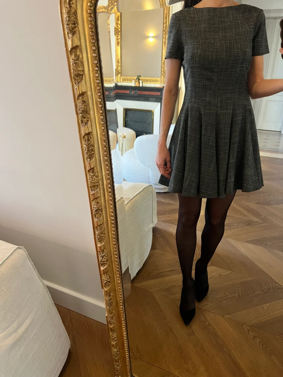 Zara - Robe gris chiné manches courtes – Image 4