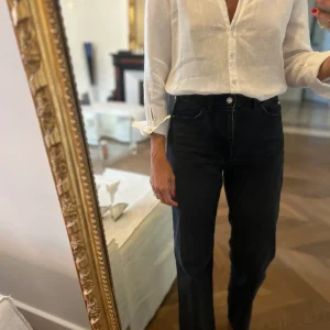 Zara - Chemise en lin blanc sans col