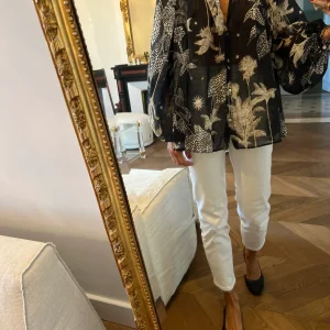 Forte Forte - Blouse fluide bleu marine à motifs beige