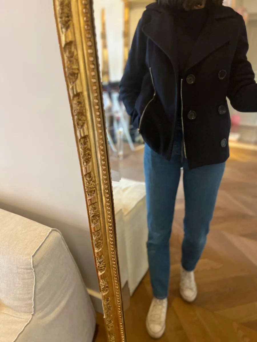 Manteau court Sessun en laine bleu marine – Image 4