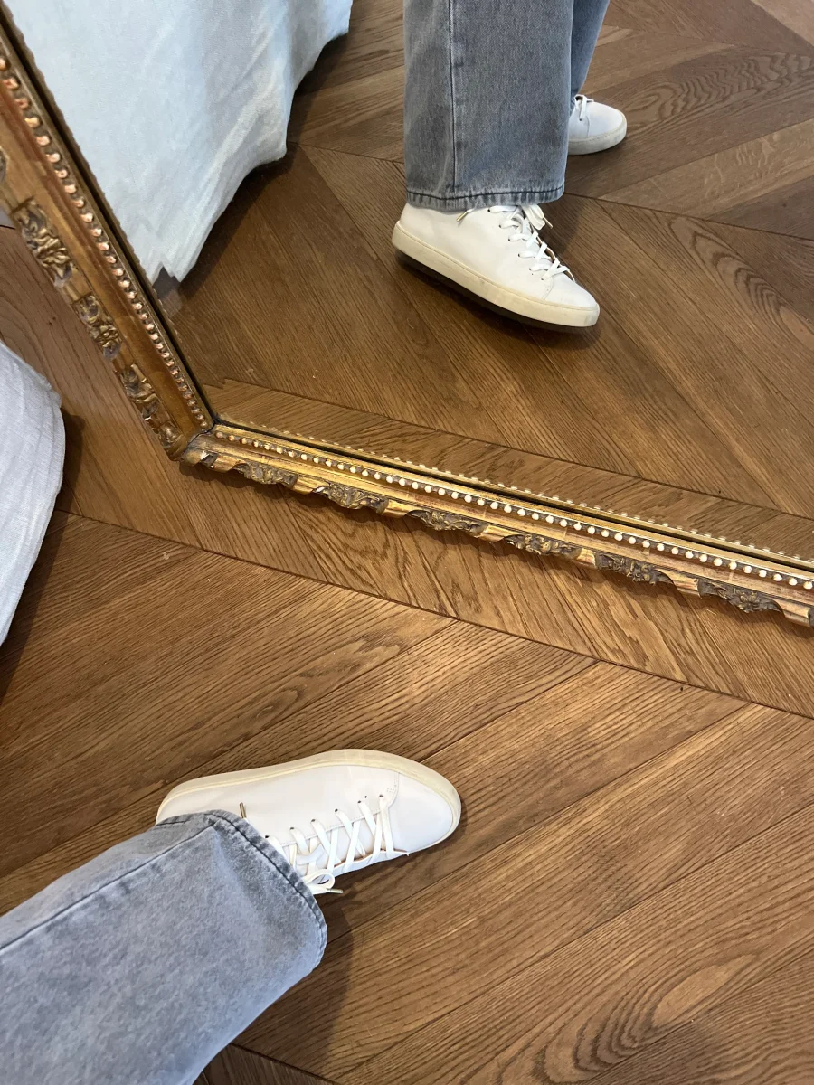 Baskets Bobbies blanc cassé & croco – Image 2