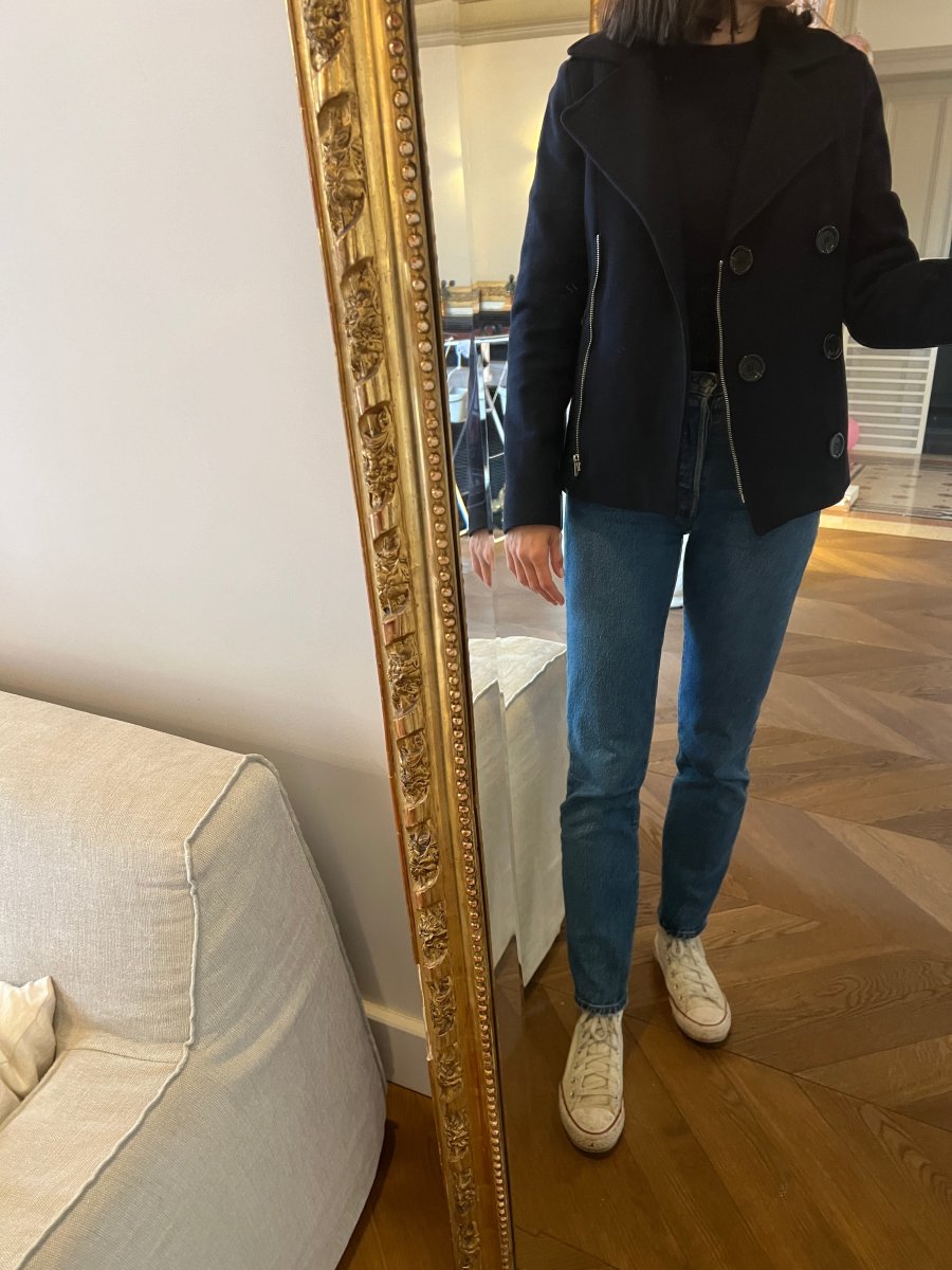 Manteau court Sessun en laine bleu marine – Image 6