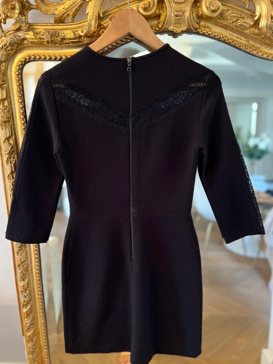 Robe Sandro noire droite en dentelle – Image 8