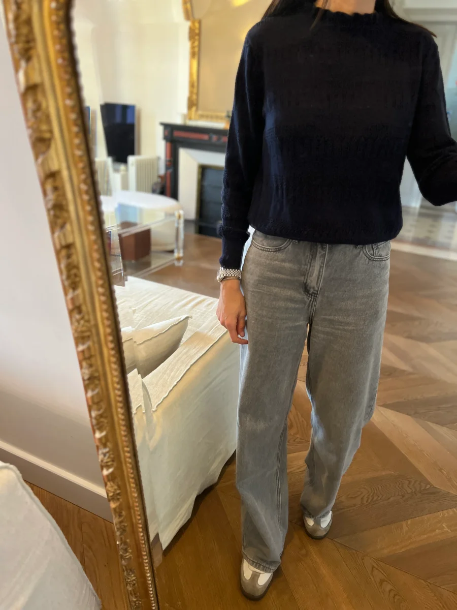 Pull Sessun bleu marine col montant – Image 2