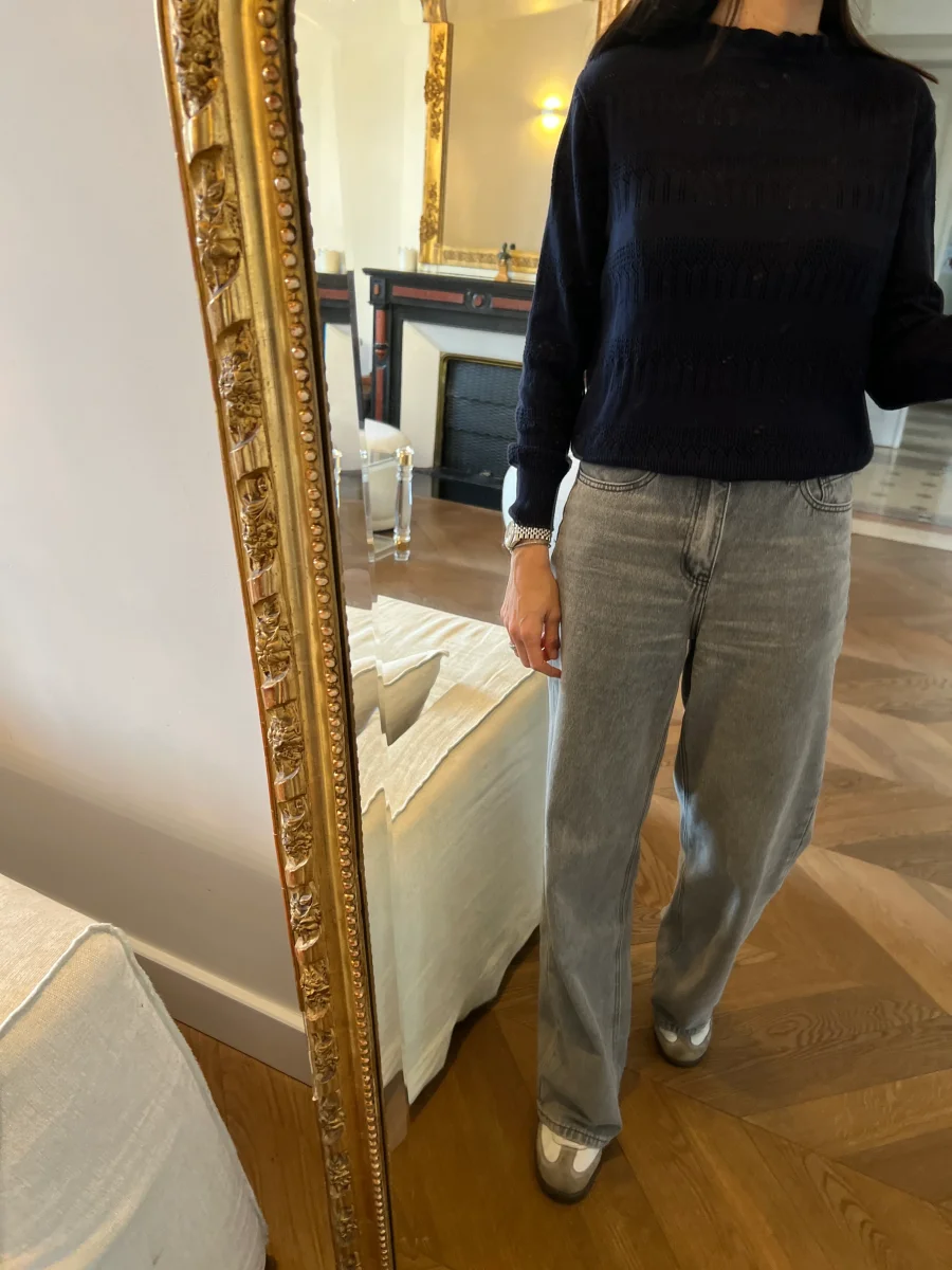 Pull Sessun bleu marine col montant – Image 3