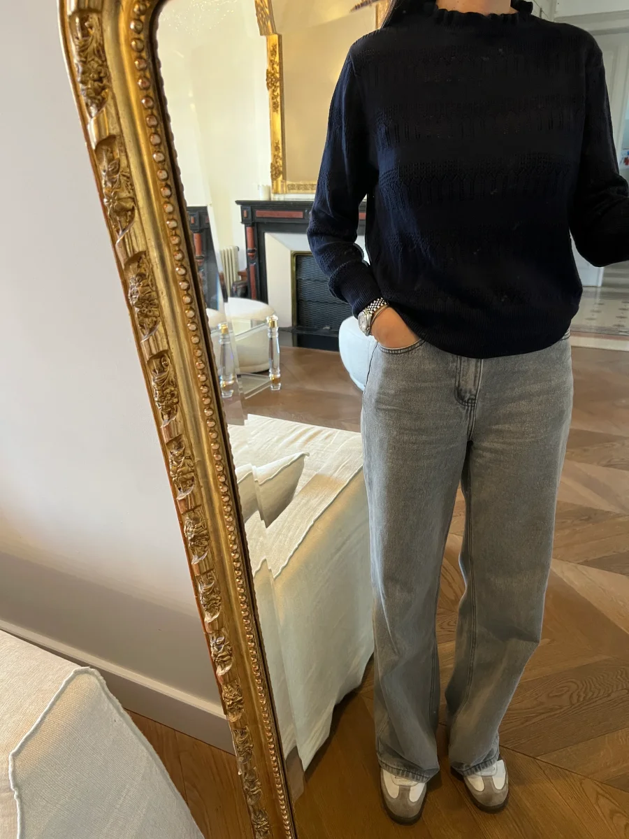 Pull Sessun bleu marine col montant – Image 4