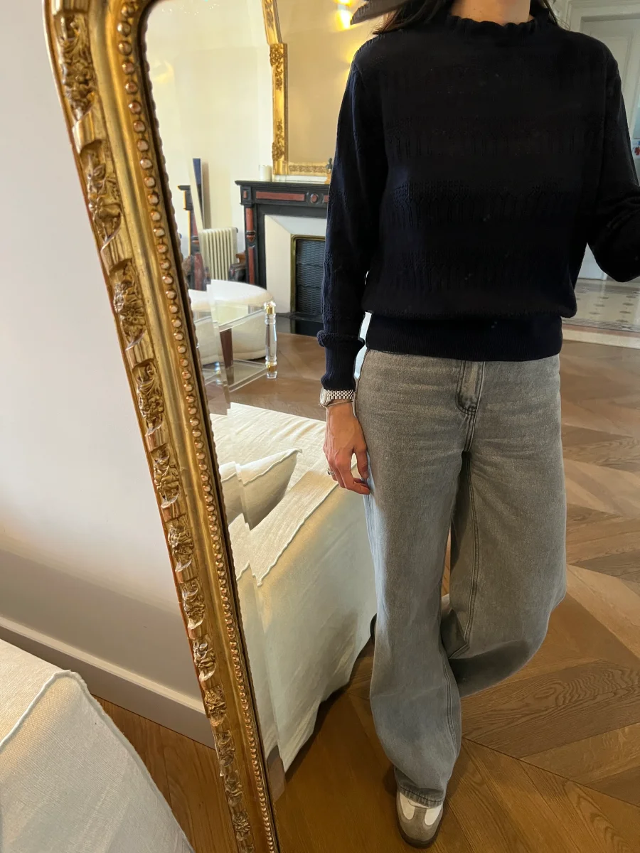 Pull Sessun bleu marine col montant – Image 6