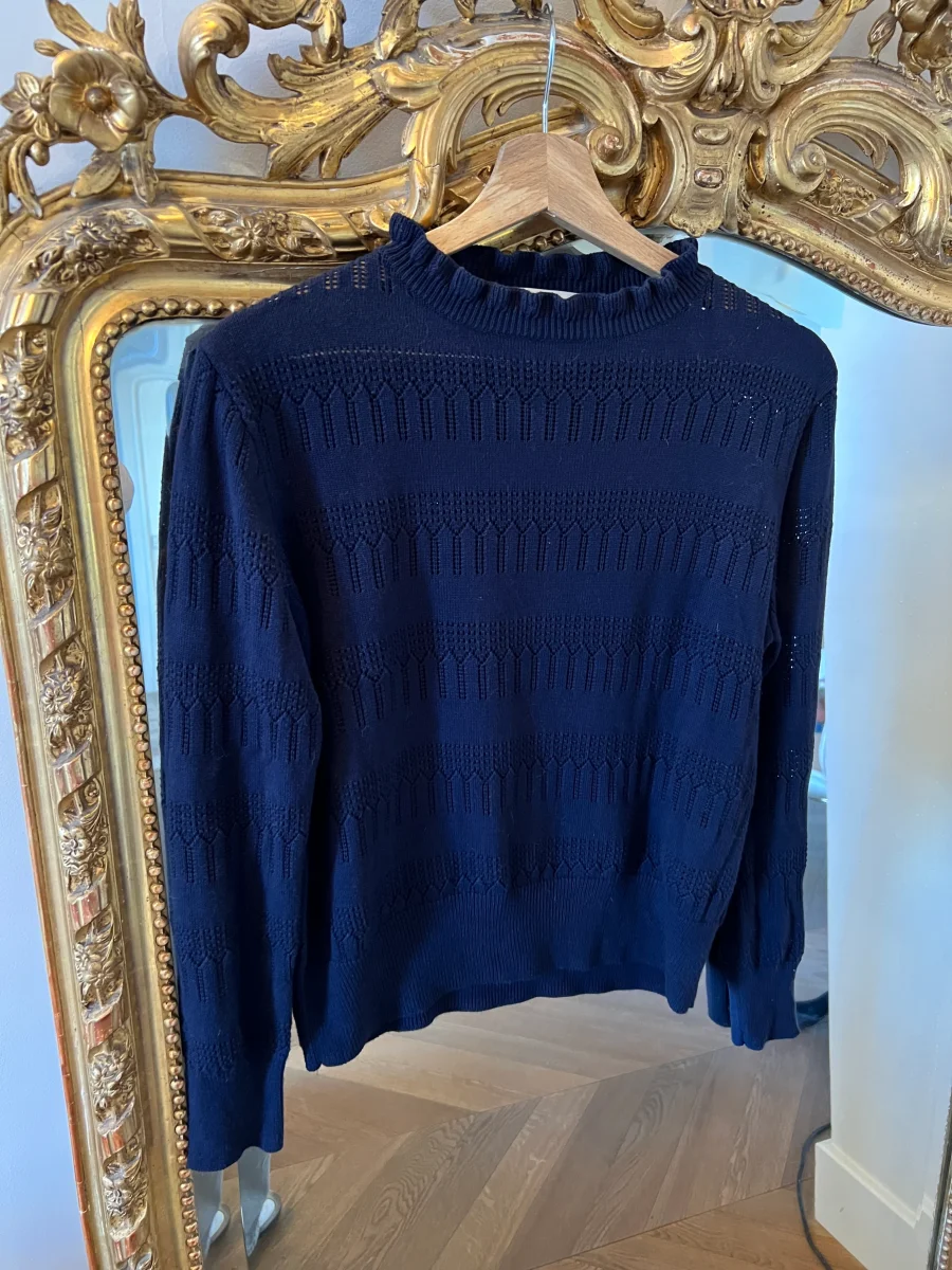 Pull Sessun bleu marine col montant – Image 8