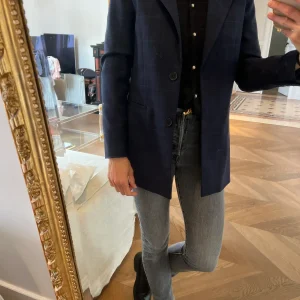 Veste Maje bleu marine à carreaux fondus