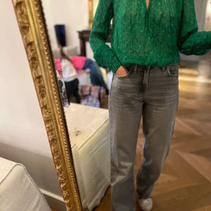 Blouse Ba&sh verte liseré doré