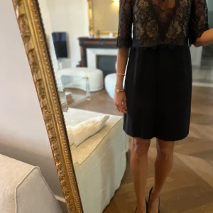 Sandro - Robe noire chic à dentelle