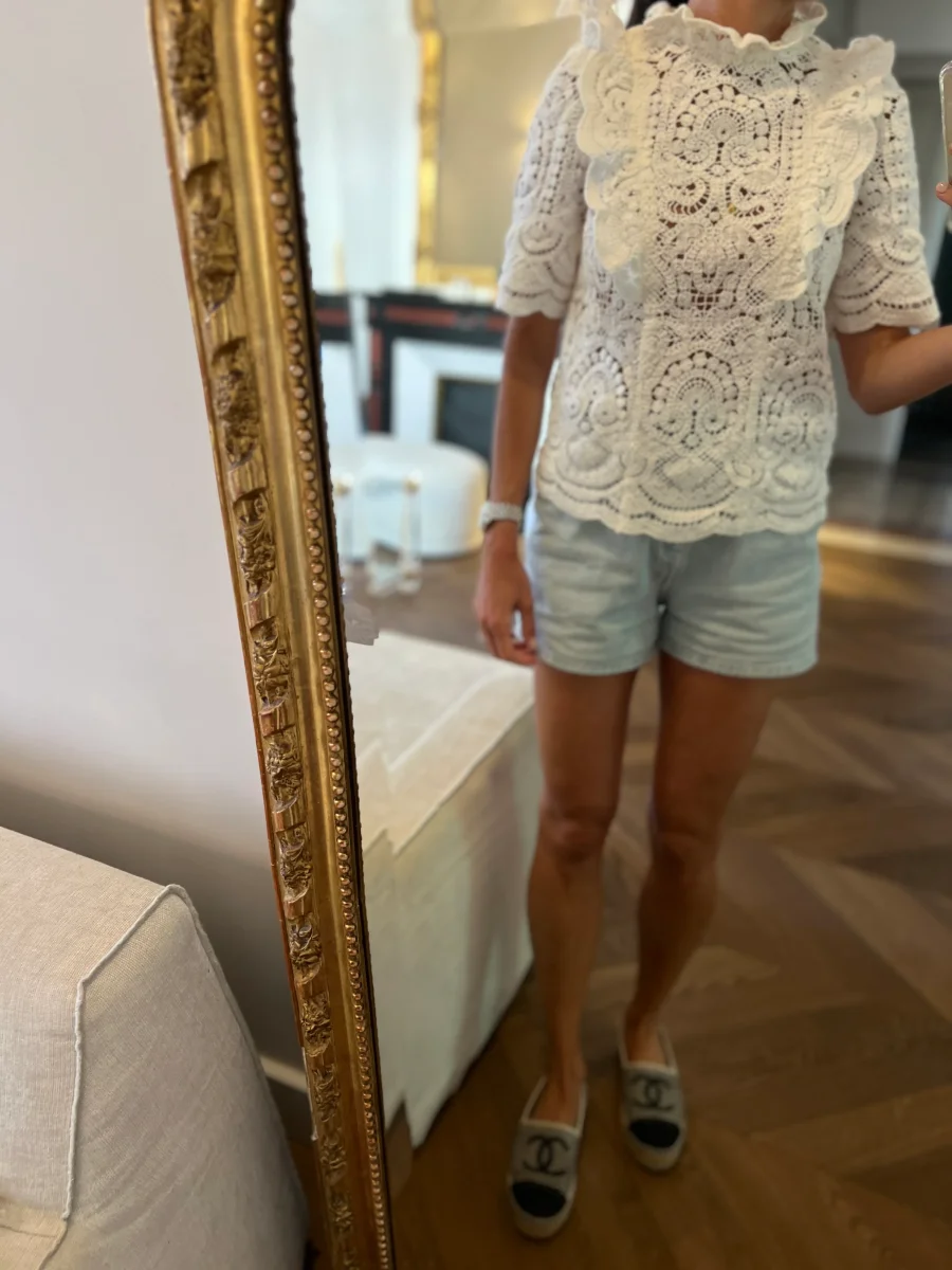 Blouse Sézane crochet blanc – Image 4
