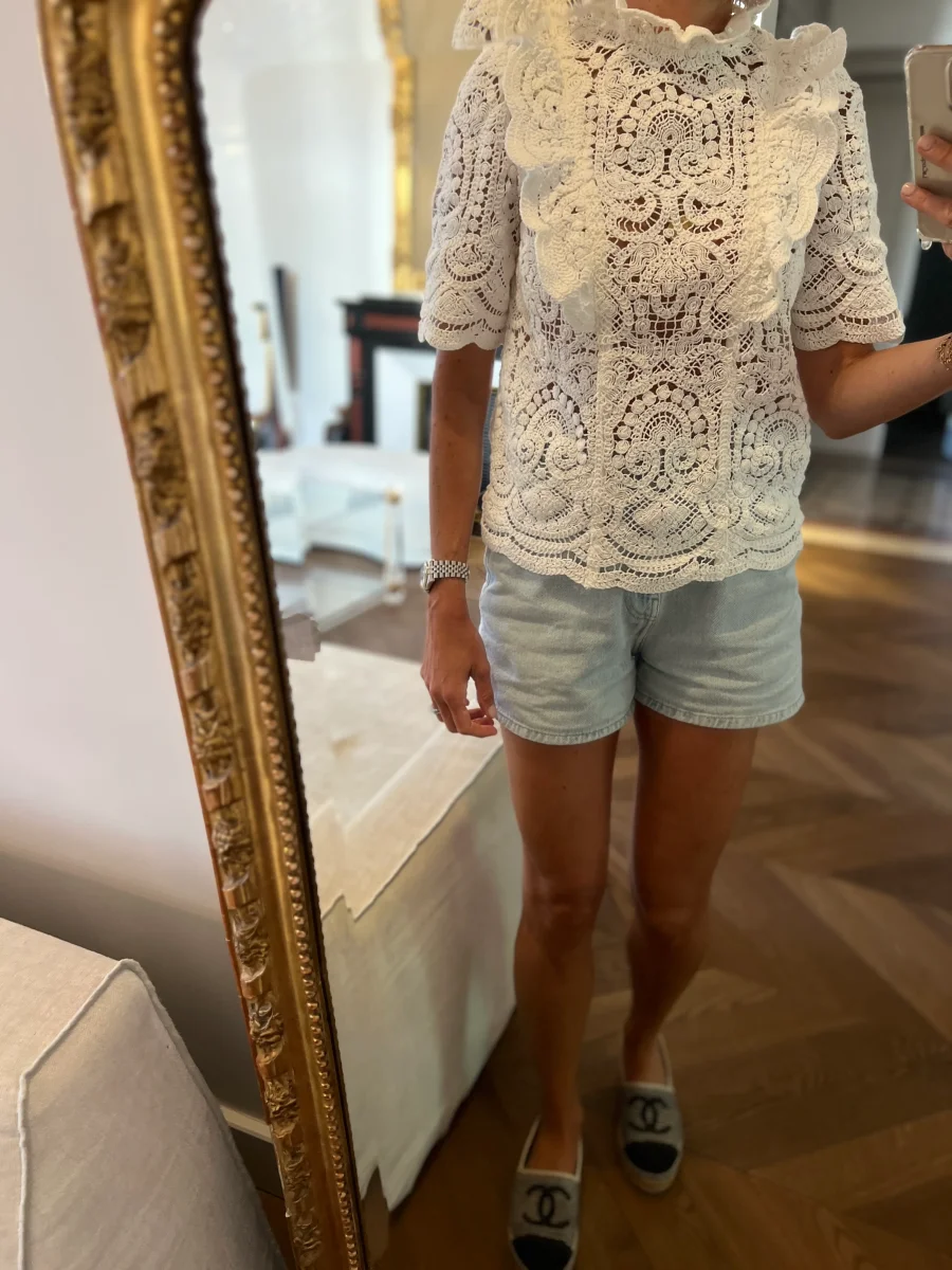 Blouse Sézane crochet blanc – Image 5