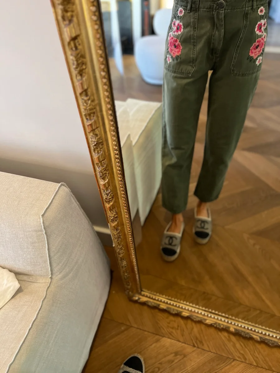 Jean Claudie Pierlot kaki à fleurs – Image 2