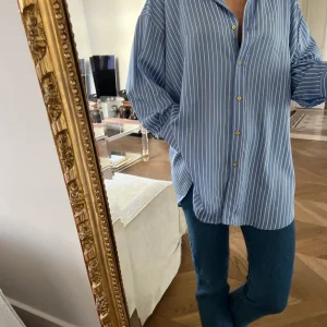 Chemise Zara oversize bleu à rayures