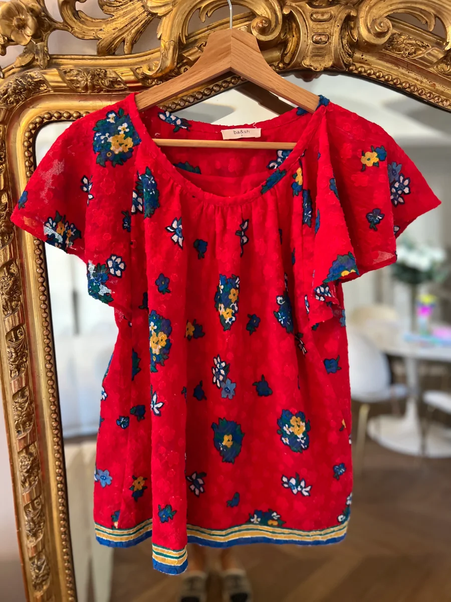 Top Ba&sh rouge fleurs bleues – Image 6